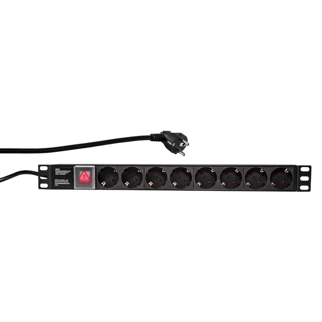 8 voudige stekkerdoos voor 19'' serverrack - Networkdiscount.com