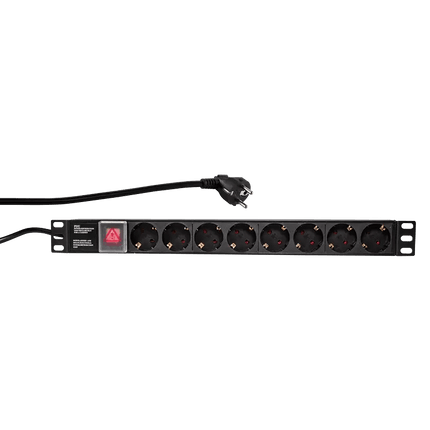 8 voudige stekkerdoos voor 19'' serverrack - Networkdiscount.com