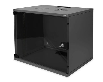 9U wandkast, SoHo, ongemonteerd 540x400x460 mm, glazen frontdeur, zwart (RAL 9005) - Networkdiscount.com