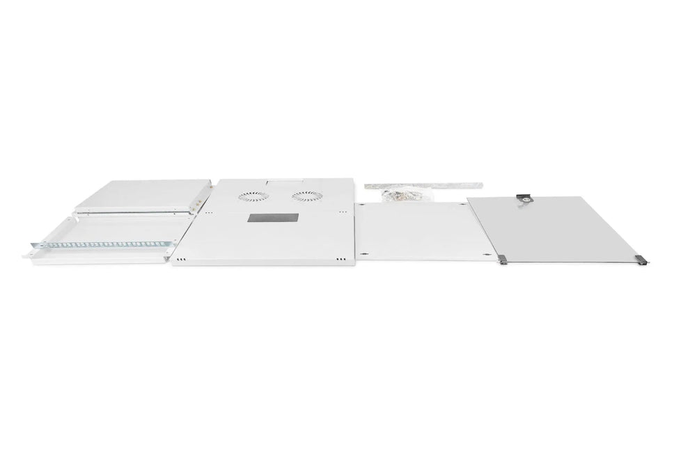 9U wandkast, SOHO, ongemonteerd 540x400x460 mm, volledig glazen voordeur, grijs - Networkdiscount.com