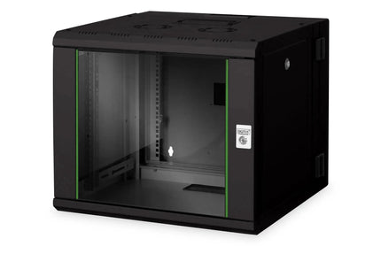 9U wandkast, Unique, 600x600x509 mm dubbel sectie, zwenkbaar, zwart (RAL 9005) - Networkdiscount.com