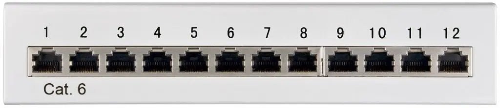 CAT 6 Mini/Desktop Patch Panel 12 Poorts grijs - Networkdiscount.com