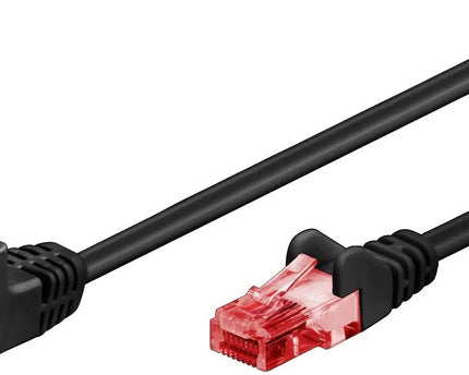 CAT 6 patchkabel 1x 90° haaks, U/UTP zwart 0.25M - Networkdiscount.com