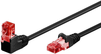 CAT 6 patchkabel 1x 90° haaks, U/UTP zwart 0.25M - Networkdiscount.com