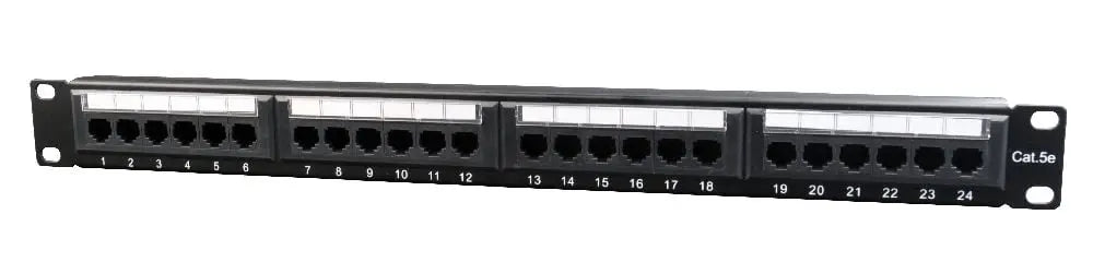 CAT5e 24 poorts patchpanel met backbar - Networkdiscount.com