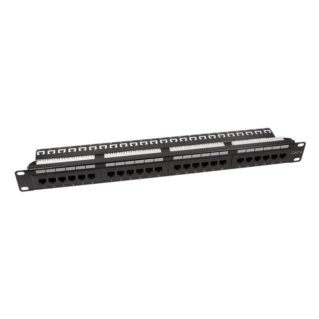 CAT6 24 poorts patchpanel met backbar - Networkdiscount.com