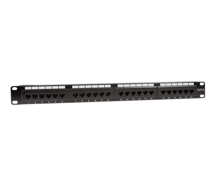 CAT6 24 poorts patchpanel met backbar - Networkdiscount.com