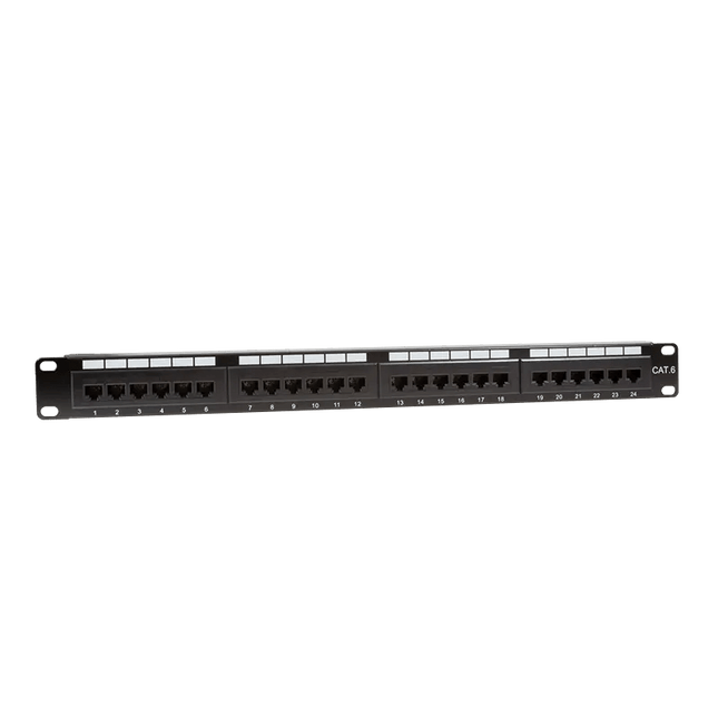 CAT6 24 poorts patchpanel met backbar - Networkdiscount.com