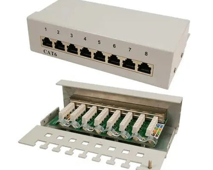 Cat6 8 - poorts patchpaneel RAL 7035 - Networkdiscount.com