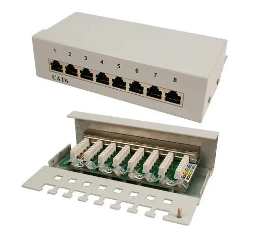 Cat6 8 - poorts patchpaneel RAL 7035 - Networkdiscount.com
