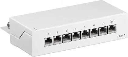 CAT6 Mini/Desktop Patch Panel 8 poorts wit - Networkdiscount.com