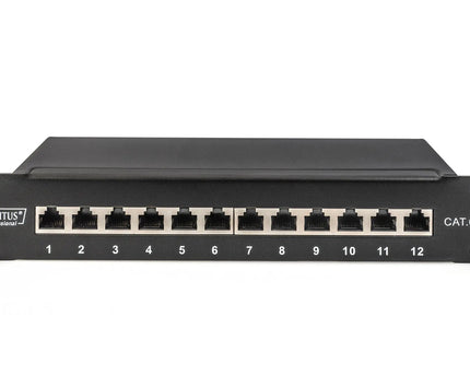 Cat6A 12 - poorts patchpaneel 10" rack RAL 9005 - Networkdiscount.com