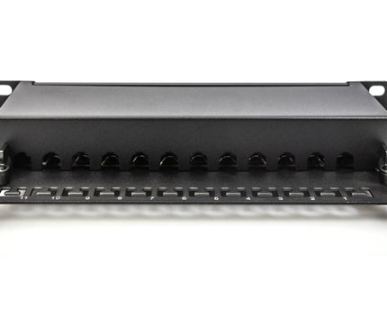 Cat6A 12 - poorts patchpaneel 10" rack RAL 9005 - Networkdiscount.com