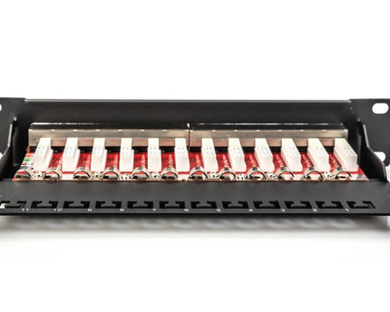Cat6A 12 - poorts patchpaneel 10" rack RAL 9005 - Networkdiscount.com