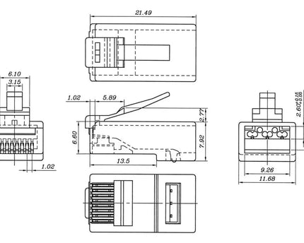 CAT6a Connector met hulpstuk RJ45 - UTP 10 stuks voor soepele en stugge kabel - Networkdiscount.com