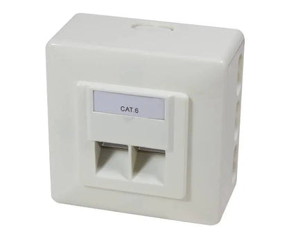 Combi Inbouw + opbouwdoos CAT6 2x RJ45 RAL9010 - Networkdiscount.com