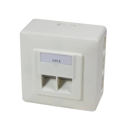 Combi Inbouw + opbouwdoos CAT6 2x RJ45 RAL9010 - Networkdiscount.com