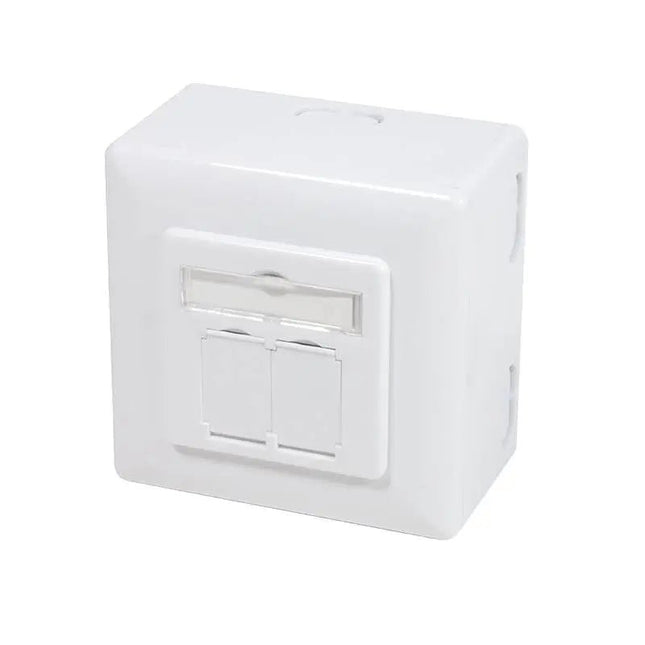 Combi Inbouw + opbouwdoos CAT6a 2x RJ45 RAL9003 - Networkdiscount.com