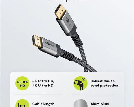 DisplayPort™ Kabel, 8K @ 60 Hz 1M - Networkdiscount.com