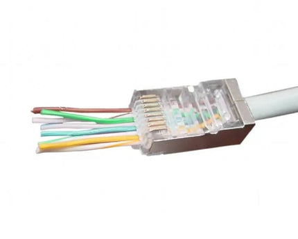 Doorsteek CAT5e Connector RJ45 - STP 10 stuks voor soepele en stugge kabel - Networkdiscount.com