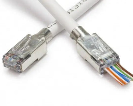 Doorsteek CAT7 Connector RJ45 - STP 10 stuks voor soepele en stugge kabel - Networkdiscount.com