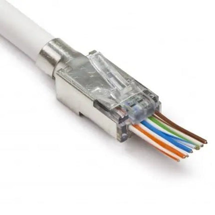 Doorsteek CAT7 Connector RJ45 - STP 10 stuks voor soepele en stugge kabel - Networkdiscount.com