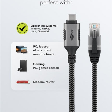 USB-C™ 3.1 to RJ45 Ethernet Cable 2M