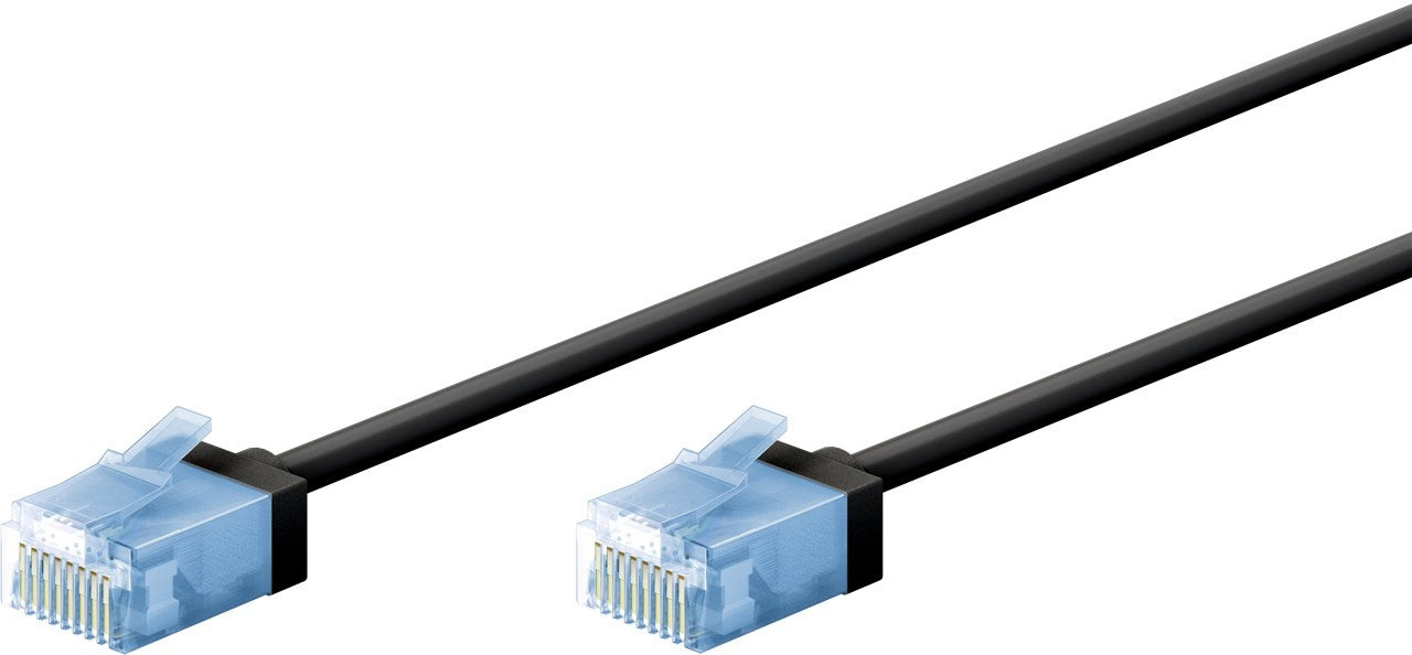 Ultra flexible 0.5M CAT 6A patch cable, thin, U/UTP, black