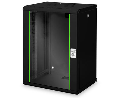 16U wandkast, Unique 600x450x820 mm, kleur zwart (RAL 9005)