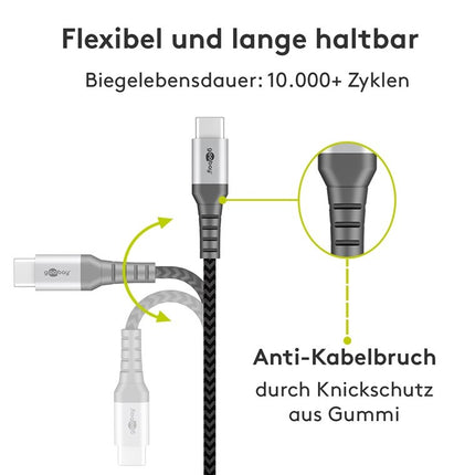 USB-C naar USB-A 0.5M textielkabel met metalen stekkers