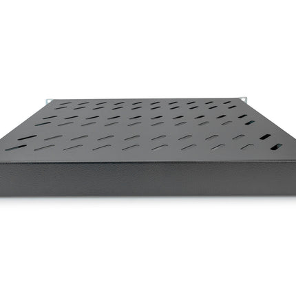 19 Inch 1U shelf for 600mm deep racks 43x483x358mm, adjustable up to 550mm depth, black