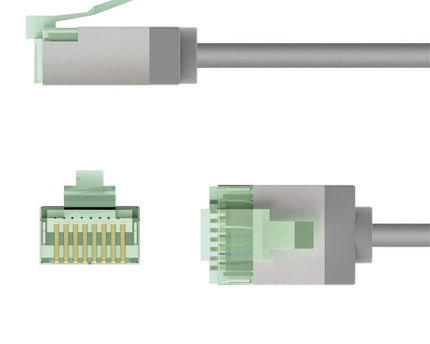 Ultra-flexible 0.15 M CAT 8.1 patch cable, slim, U/FTP, gray