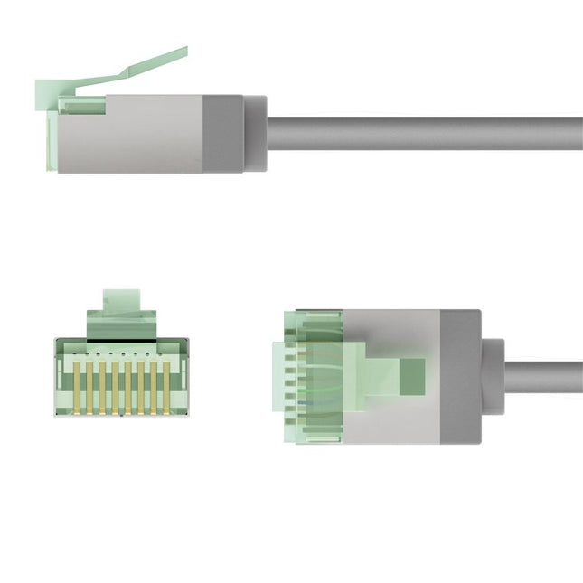 Ultra-flexible 0.15 M CAT 8.1 patch cable, slim, U/FTP, gray