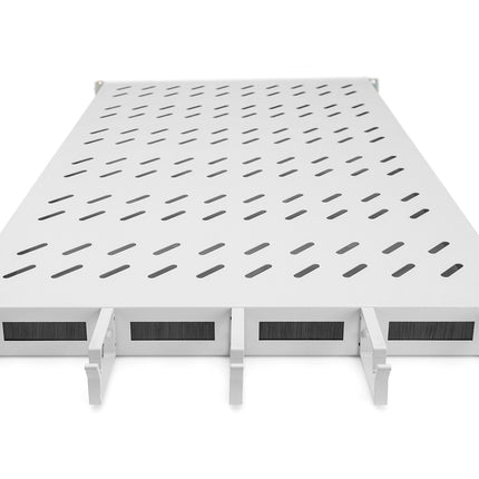 19 Inch 1U shelf for 1000 mm deep cabinets incl. cable management, grey