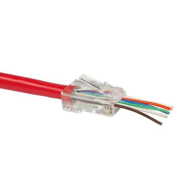 Doorsteek CAT6 UTP Connector 100 stuks EZ-RJ45 voor soepele en stugge kabel