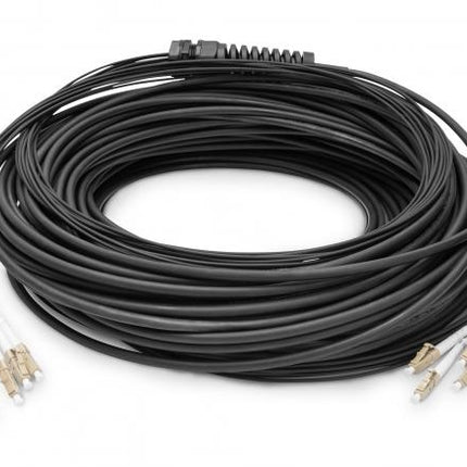 Pre-assembled Fiberglass 150 M Universal Breakout Cable, Multi Mode OM4, 12 Fibers, LC/UPC - LC/UPC