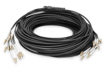 Pre-assembled Fiberglass 150 M Universal Breakout Cable, Multi Mode OM4, 12 Fibers, LC/UPC - LC/UPC