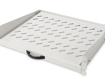 2U uitschuifbaar legbord voor kasten vanaf 450 mm diepte 88x483x352 mm, tot 30 kg, grijs (RAL 7035)