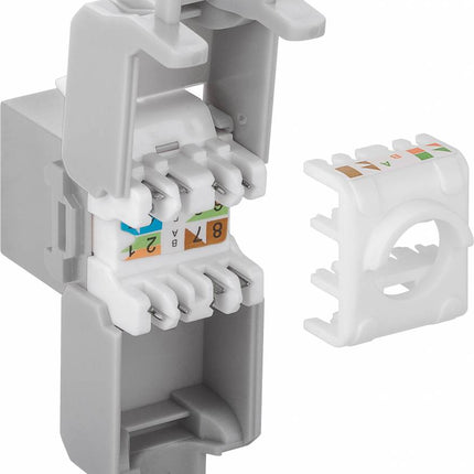 CAT6a Keystone RJ45 unshielded grijs