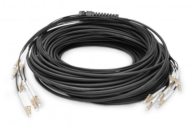 Pre-assembled Fiberglass 50 M Universal Breakout Cable, Multi Mode OM4, 8 Fibers, LC/UPC - LC/UPC