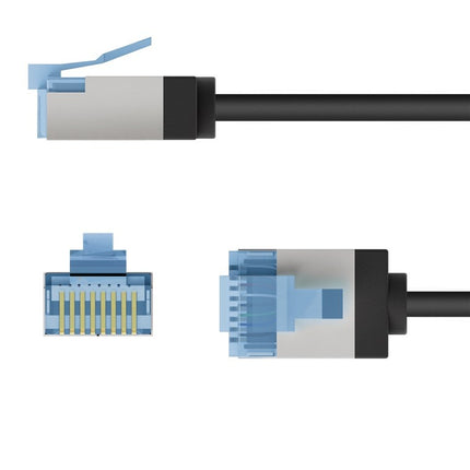 Ultraflexibele 2 M CAT 6A-patchkabel, slank, U/FTP, zwart