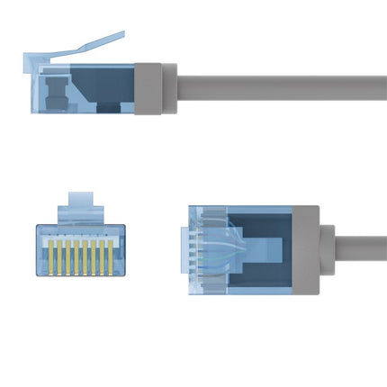 Ultra flexible 5M CAT 6A patch cable, thin, U/UTP, gray