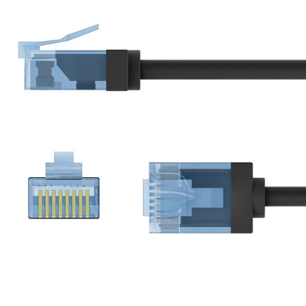 Ultra flexible 15M CAT 6A patch cable, thin, U/UTP, black