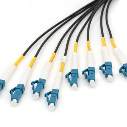 Pre-assembled 30 M Fiberglass Universal Breakout Cable, Single Mode OS2, 8 Fibers, LC/UPC - LC/UPC