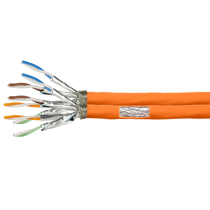 S/FTP CAT7 duplex network cable solid 500M 100% copper orange