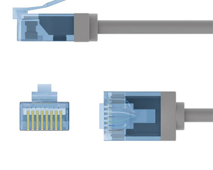Ultra flexibele 1 M CAT 6A-patchkabel, dun, U/UTP, grijs