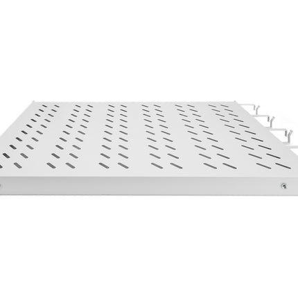 19 Inch 1U shelf for 1000 mm deep cabinets incl. cable management, grey