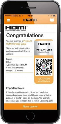 Premium High Speed ​​HDMI ™ cable with Ethernet, gold plated 2M