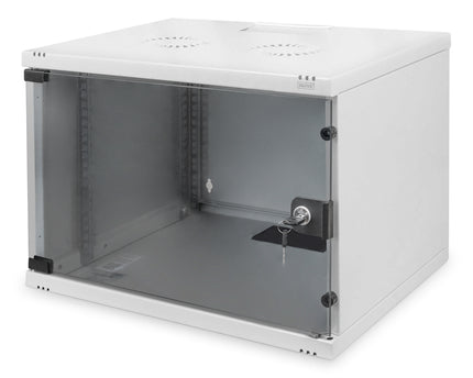 7U wandkast, SOHO, ongemonteerd 540x400x370 mm, volledig glazen voordeur, grijs