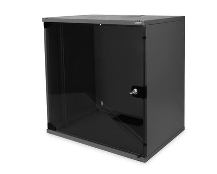 12U wandkast, SoHo, ongemonteerd 540x400x595 mm, glazen frontdeur, zwart (RAL 9005)